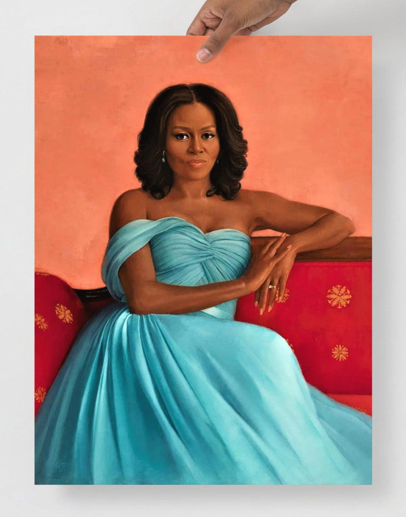 A Michelle Obama poster on a plain backdrop in size 18x24