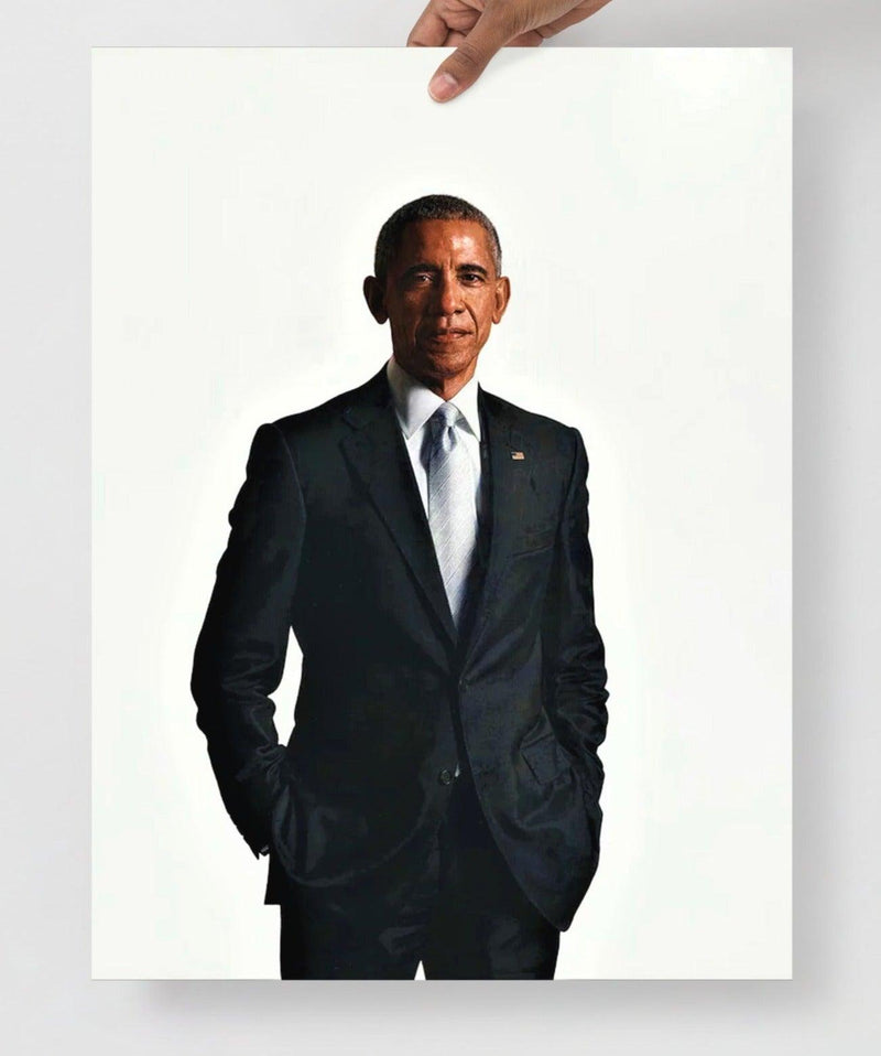 A Barack Obama poster on a plain backdrop in size 18x24”.