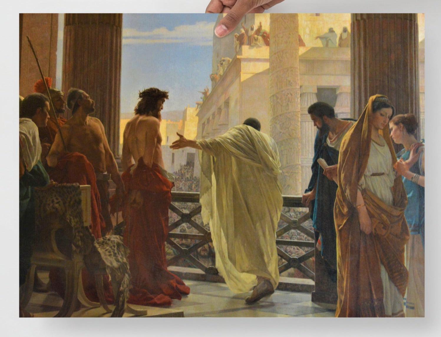 An Ecce Homo by Antonio Ciseri poster on a plain backdrop in size 18x24”.