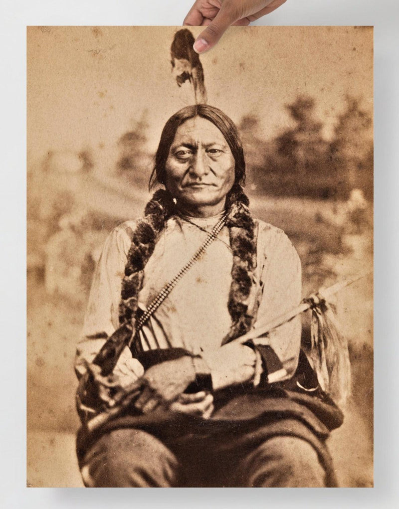 A Sitting Bull by Goff poster on a plain backdrop in size 18x24”.