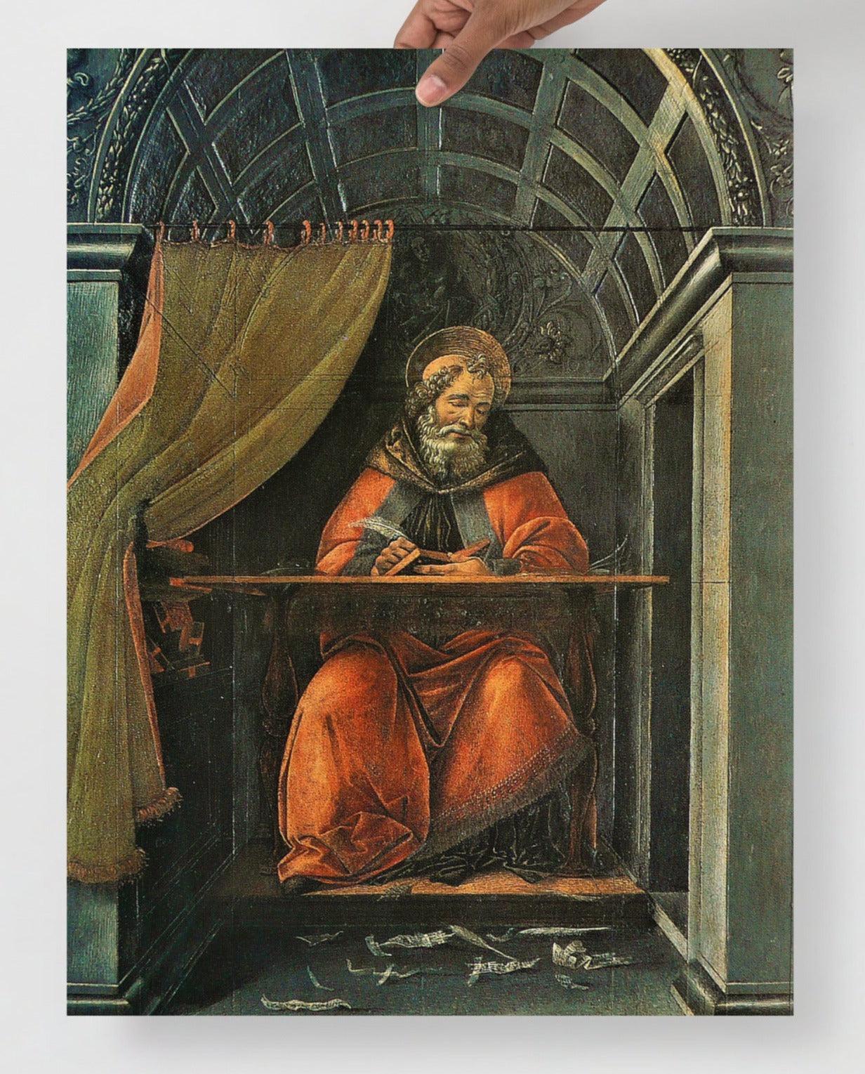 A St. Augustine in his Cell by Sandro Botticelli poster on a plain backdrop in size 18x24”.