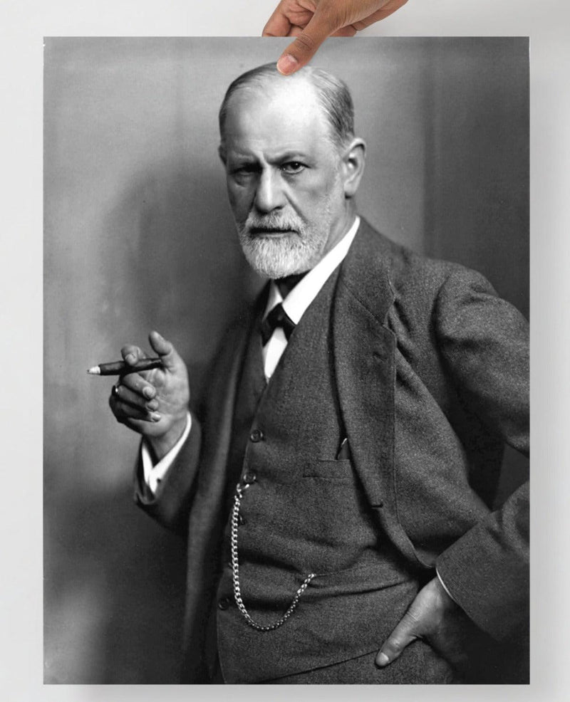 A Sigmund Freud Portrait poster on a plain backdrop in size 18x24”.