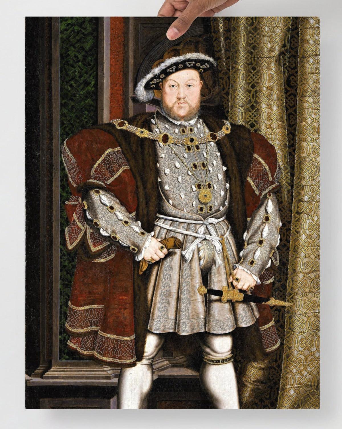A Henry VIII Of England poster on a plain backdrop in size 18x24”.