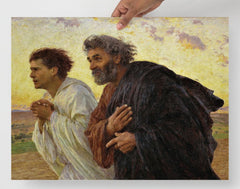 A Peter and John Running to the Tomb on a plain backdrop in size 18x24”.