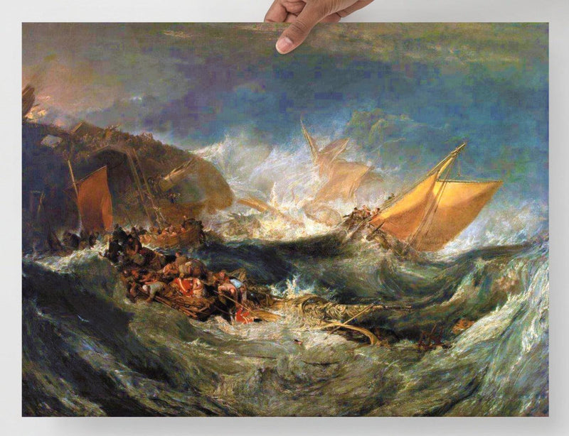 The Shipwreck by J. M. W. Turner poster on a plain backdrop in size 18x24”.