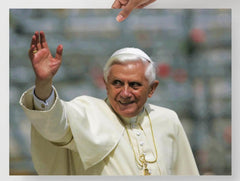 A Pope Benedict XVI poster on a plain backdrop in size 18x24”.
