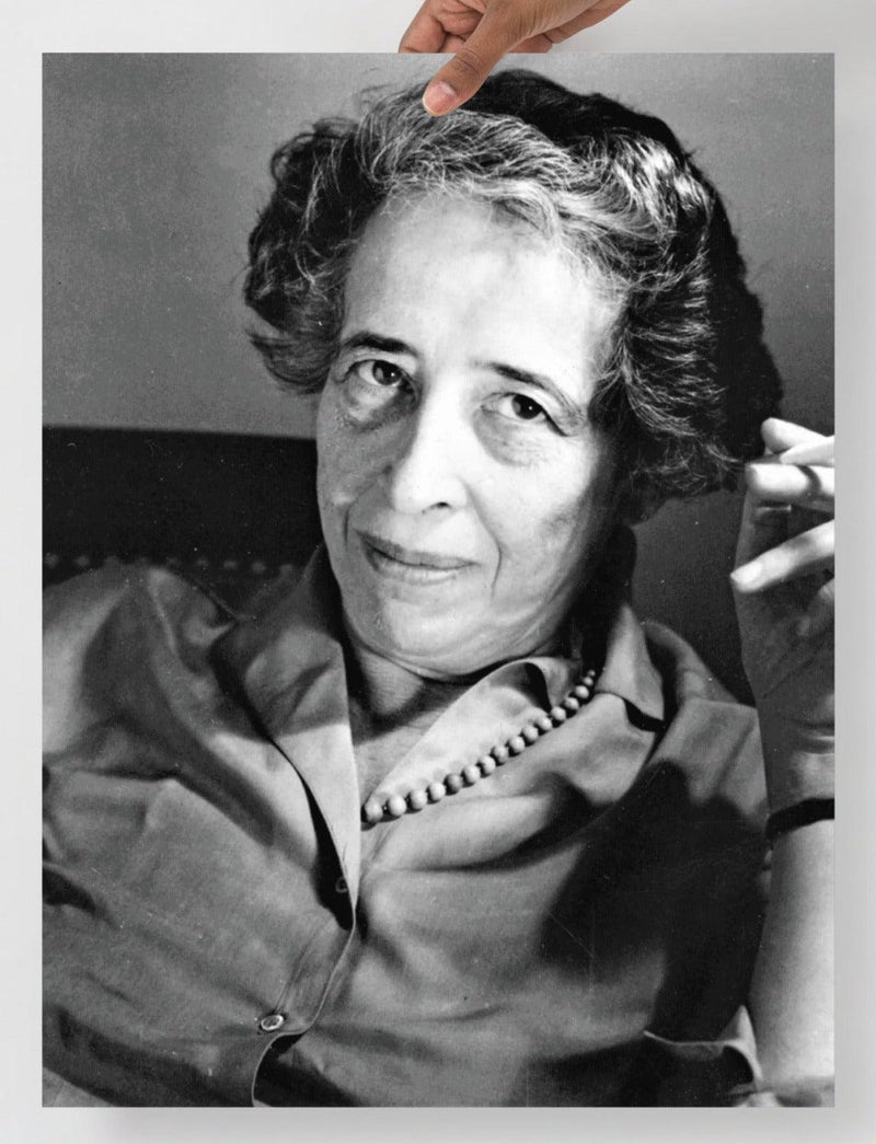 A Hannah Arendt  poster on a plain backdrop in size 18x24”.