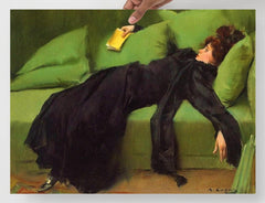 A Decadent Girl - After The Ball by Ramon Casas  poster on a plain backdrop in size 18x24”.
