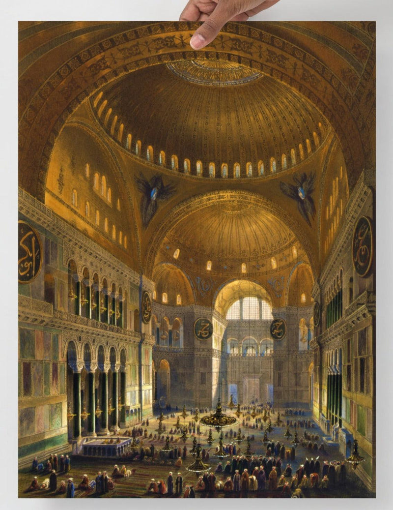 A Hagia Sophia (Aya Sofia) Church by Gaspare Fossati  poster on a plain backdrop in size 18x24”.