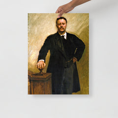 A Theodore Roosevelt by John Singer Sargent  poster on a plain backdrop in size 18x24”.