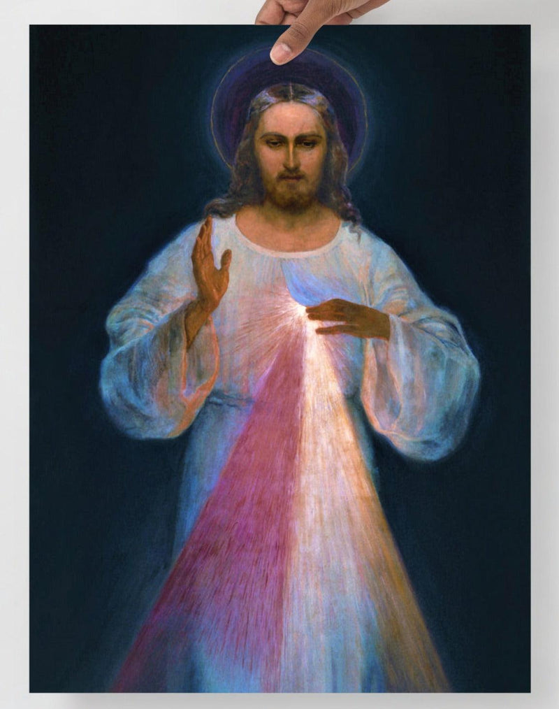 A Divine Mercy by Eugeniusz Kazimirowski poster on a plain backdrop in size 18x24”.