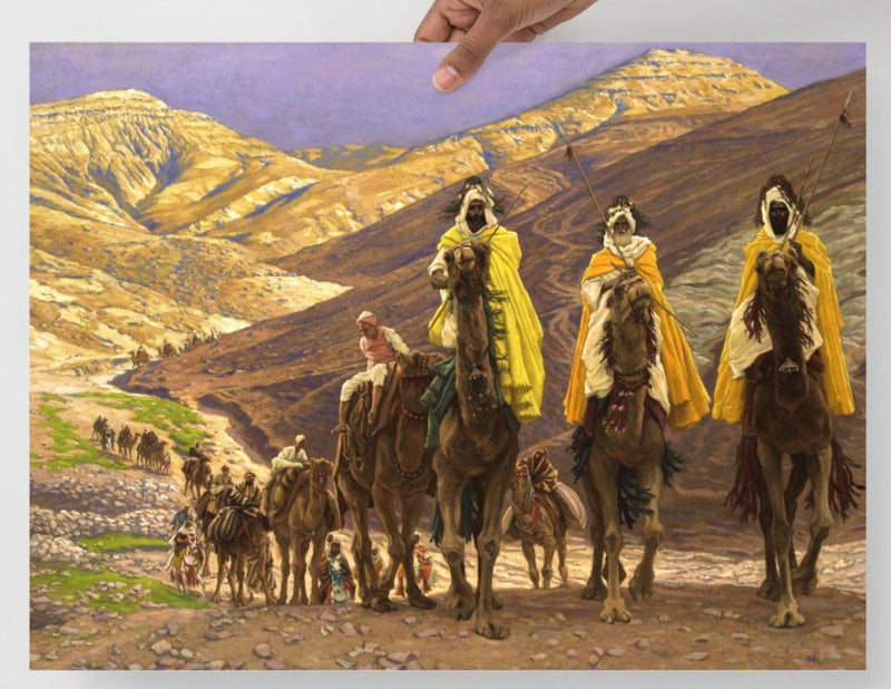 A Journey of the Magi by James Tissot  poster on a plain backdrop in size 18x24”.