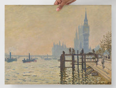 The Thames Below Water by Claude Monet poster on a plain backdrop in size 18x24”.