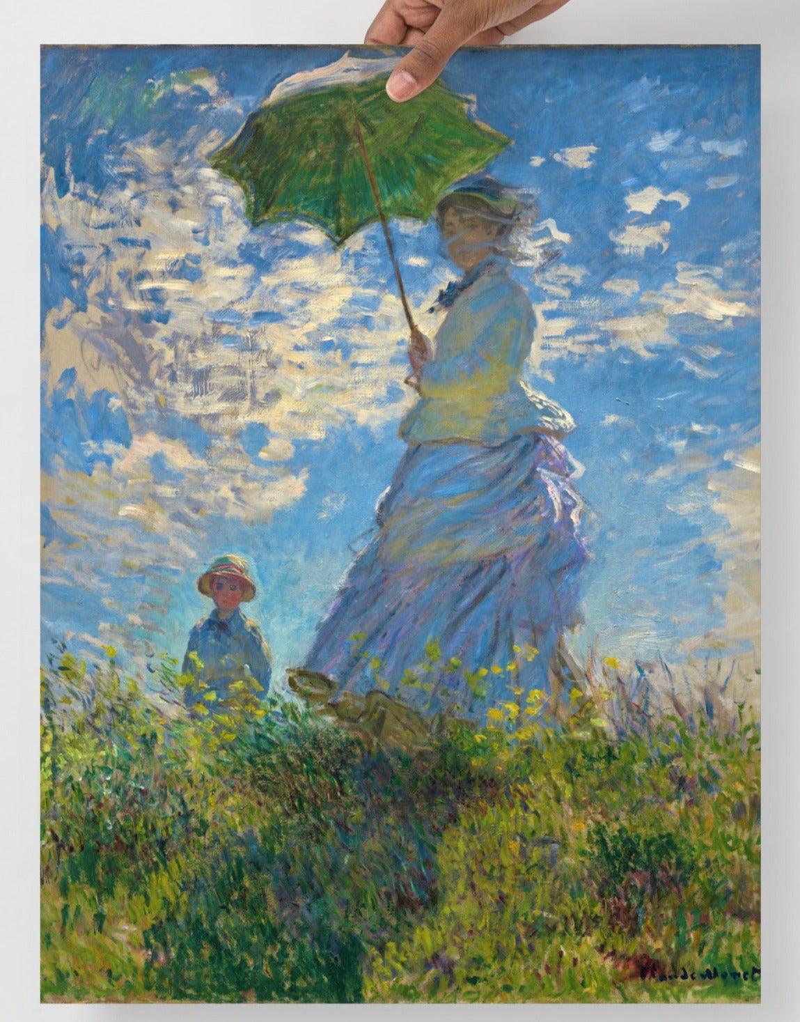 A Madame Monet and Her Son by Claude Monet  poster on a plain backdrop in size 18x24”.