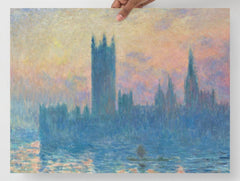 The Houses of Parliament, Sunset by Claude Monet  poster on a plain backdrop in size 18x24”.