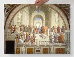 The School of Athens by Raphael  poster on a plain backdrop in size 18x24”.