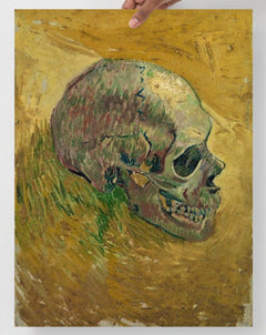 A Skull 1887 by Vincent Van Gogh poster on a plain backdrop in size 18x24”.