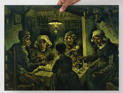 The Potato Eaters by Vincent van Gogh poster on a plain backdrop in size 18x24”.