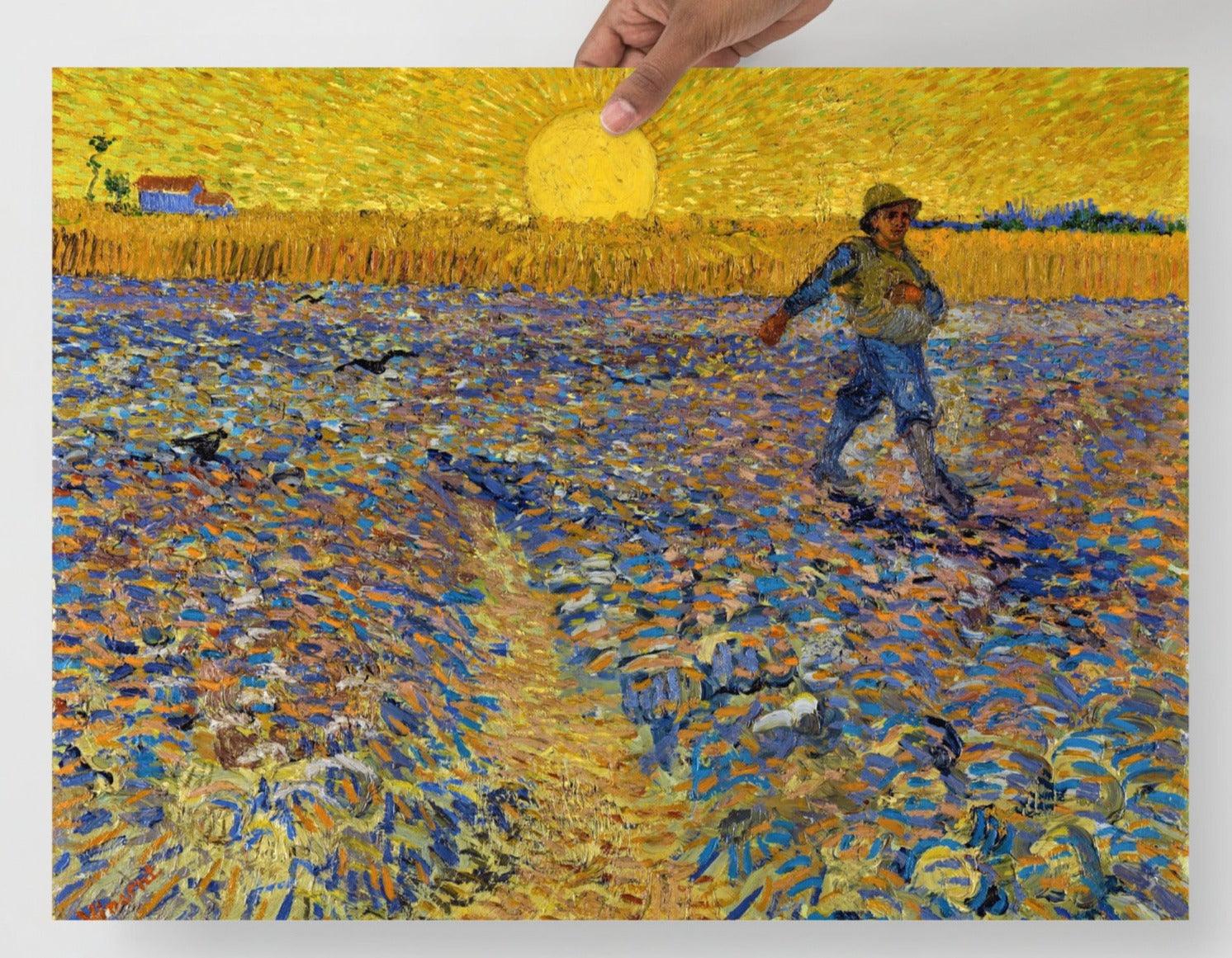 The Sower by Vincent Van Gogh poster on a plain backdrop in size18x24”.