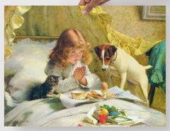 A Suspense by Charles Burton Barber poster on a plain backdrop in size 18x24”.