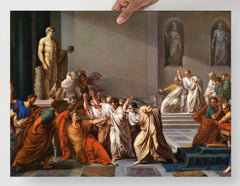 The Death of Julius Caesar by Vincenzo Camuccini poster on a plain backdrop in size 18x24”.