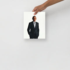 A Barack Obama poster on a plain backdrop in size 8x10”.