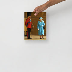 A Queen Elizabeth II with Prince Philip poster on a plain backdrop in size 8x10”.