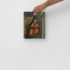 A St. Augustine in his Cell by Sandro Botticelli poster on a plain backdrop in size 8x10”.