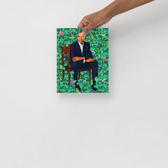 A President Barack Obama poster on a plain backdrop in size 8x10”.