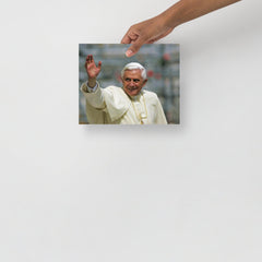 A Pope Benedict XVI poster on a plain backdrop in size 8x10”.