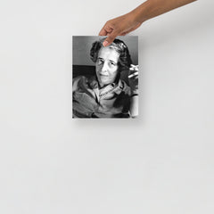 A Hannah Arendt poster on a plain backdrop in size 8x10”.