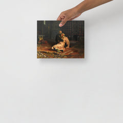 An Ivan the Terrible and His Son Ivan by Ilya Repin poster on a plain backdrop in size 8x10”.