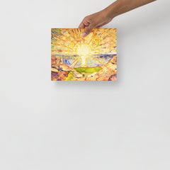 The Sun By Edvard Munch poster on a plain backdrop in size 8x10”.