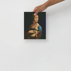 The Lady with the Ermine by Leonardo Da Vinci poster on a plain backdrop in size 8x10”.