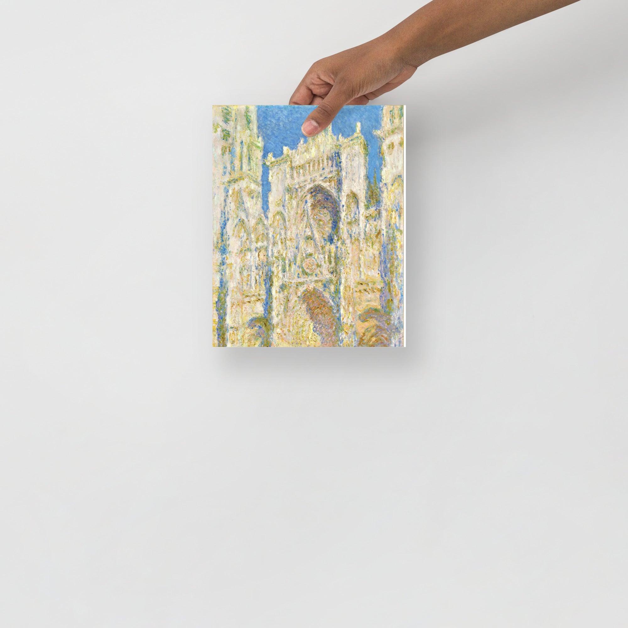 A Rouen Cathedral, West Facade by Claude Monet poster on a plain backdrop in size 8x10”.