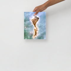 A Finger of God (Carina Nebula) poster on a plain backdrop in size 8x10”.