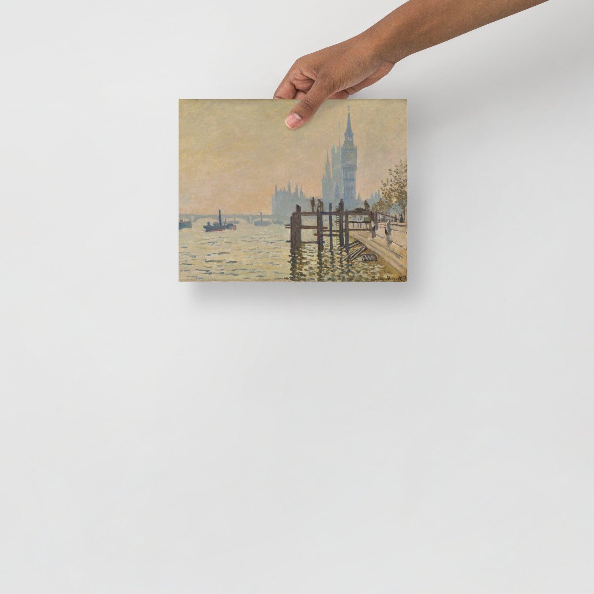 The Thames Below Water by Claude Monet poster on a plain backdrop in size 8x10”.
