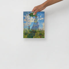 A Madame Monet and Her Son by Claude Monet poster on a plain backdrop in size 8x10”.