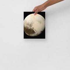 A Pluto poster on a plain backdrop in size 8x10”.