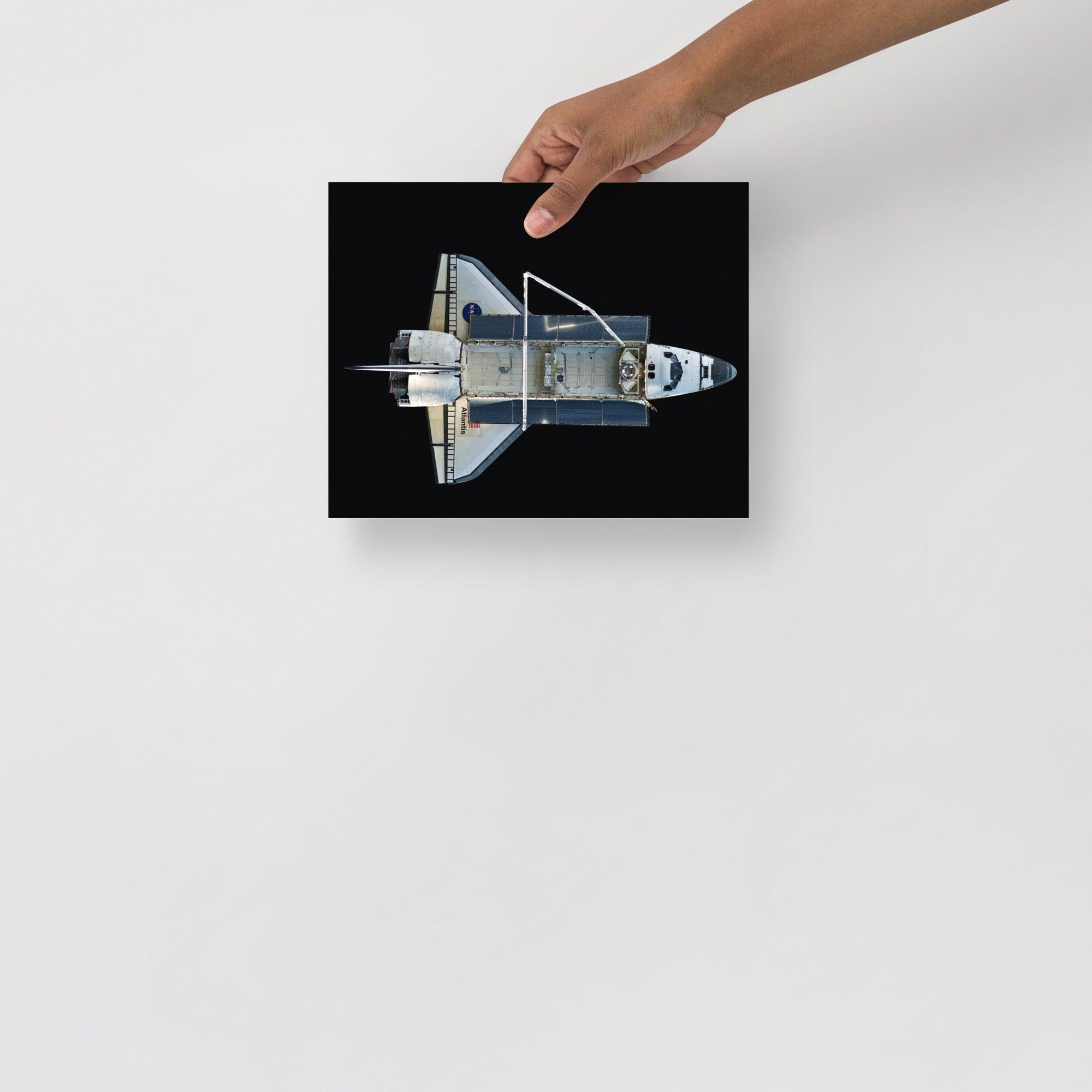 A Space Shuttle Atlantis poster on a plain backdrop in size 8x10”.