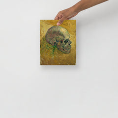 A Skull 1887 by Vincent Van Gogh poster on a plain backdrop in size 8x10”.