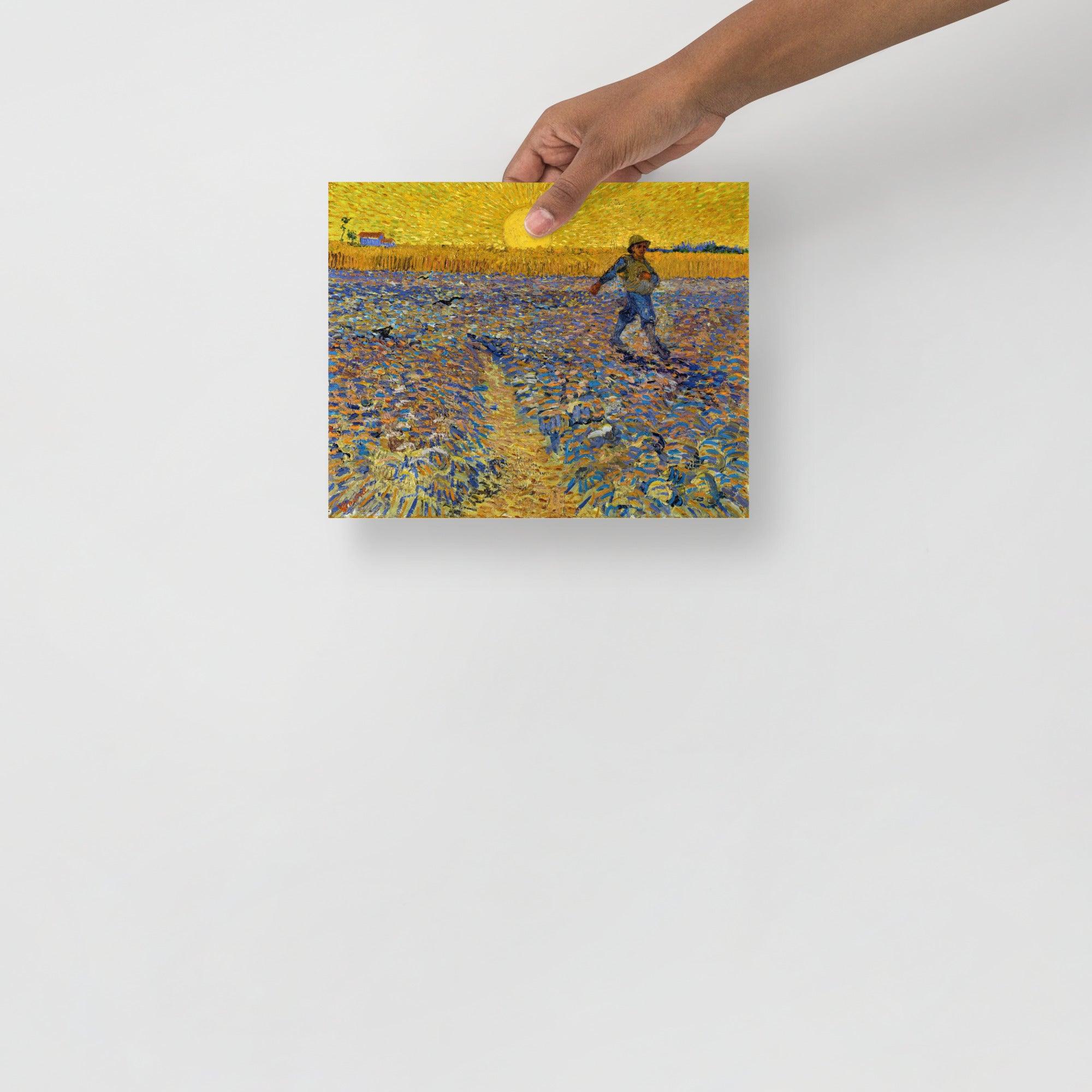 The Sower by Vincent Van Gogh poster on a plain backdrop in size 8x10”.