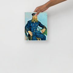 A Postman Joseph Roulin by Vincent van Gogh poster on a plain backdrop in size 8x10”.