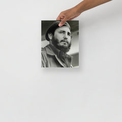 A Fidel Castro poster on a plain backdrop in size 8x10”.